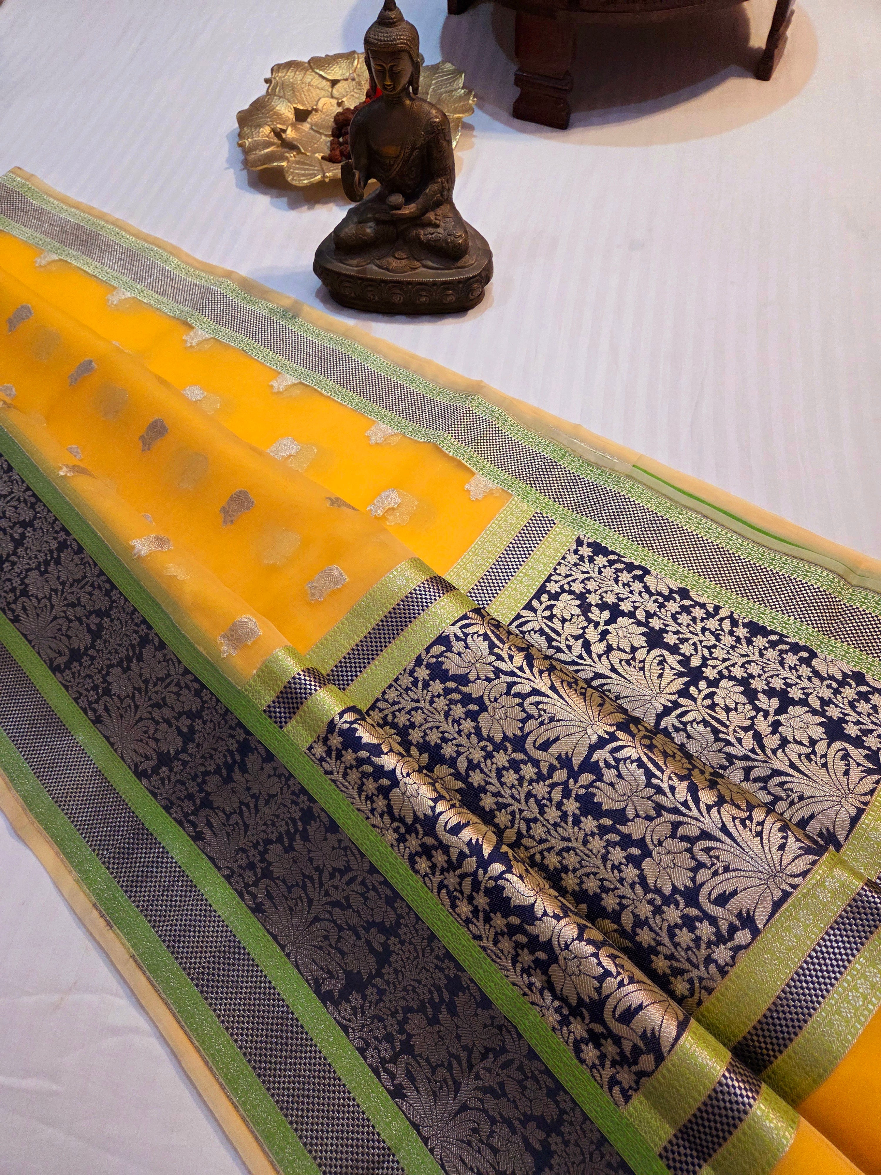 Handloom banarasi Harkai Soft Organja Silk Saree
