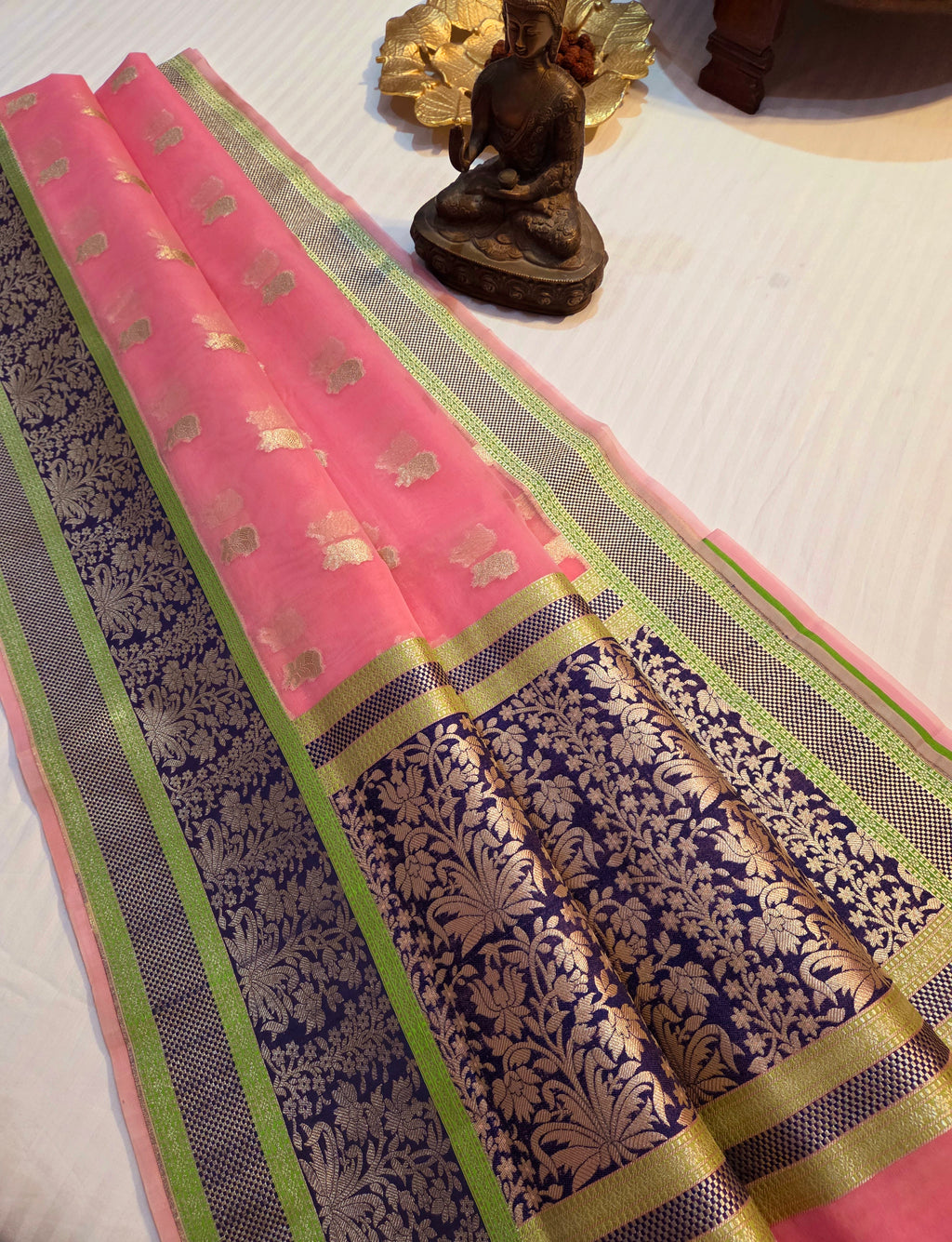 Handloom banarasi Harkai Soft Organja Silk Saree