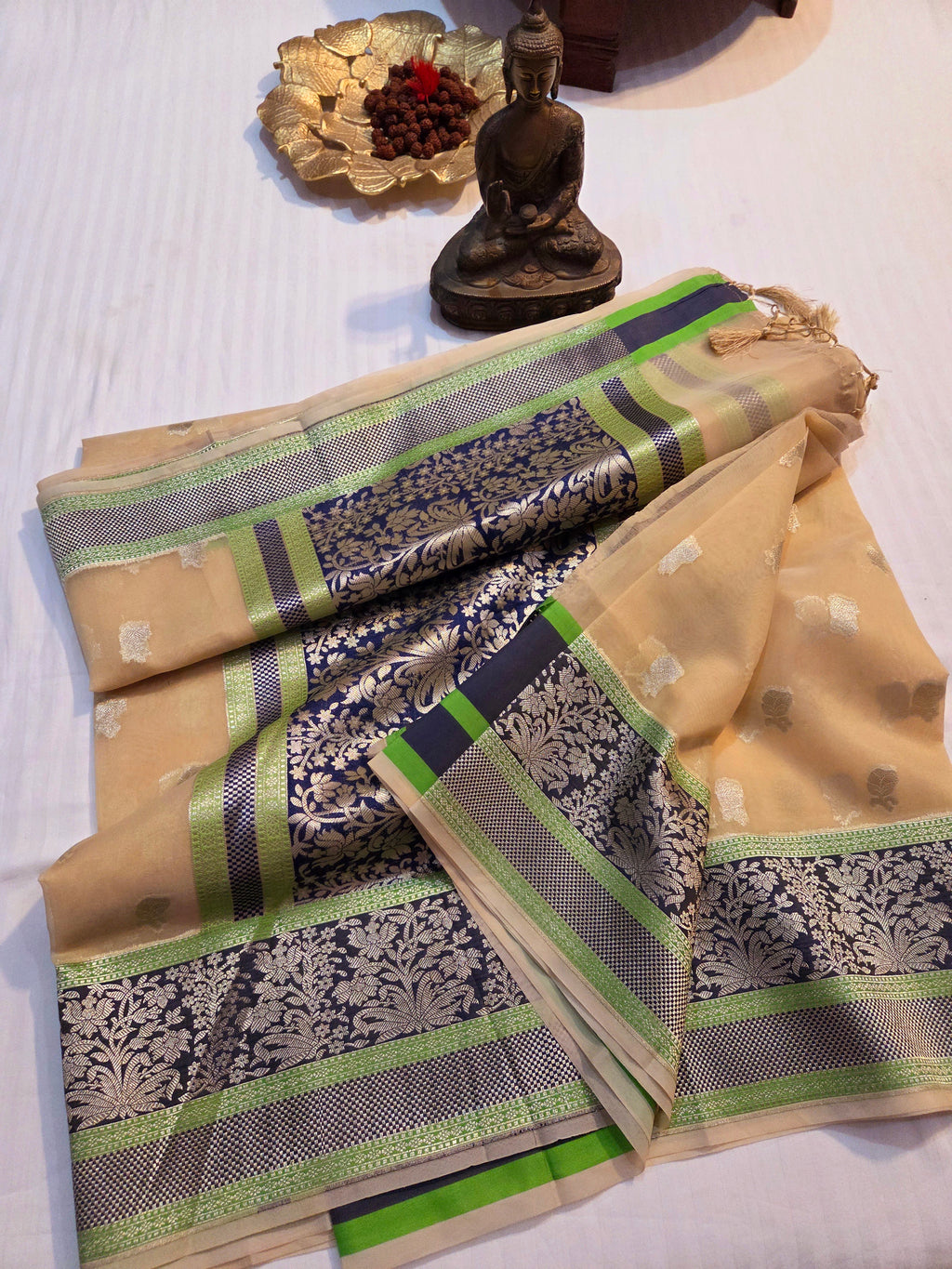 Handloom banarasi Harkai Soft Organja Silk Saree