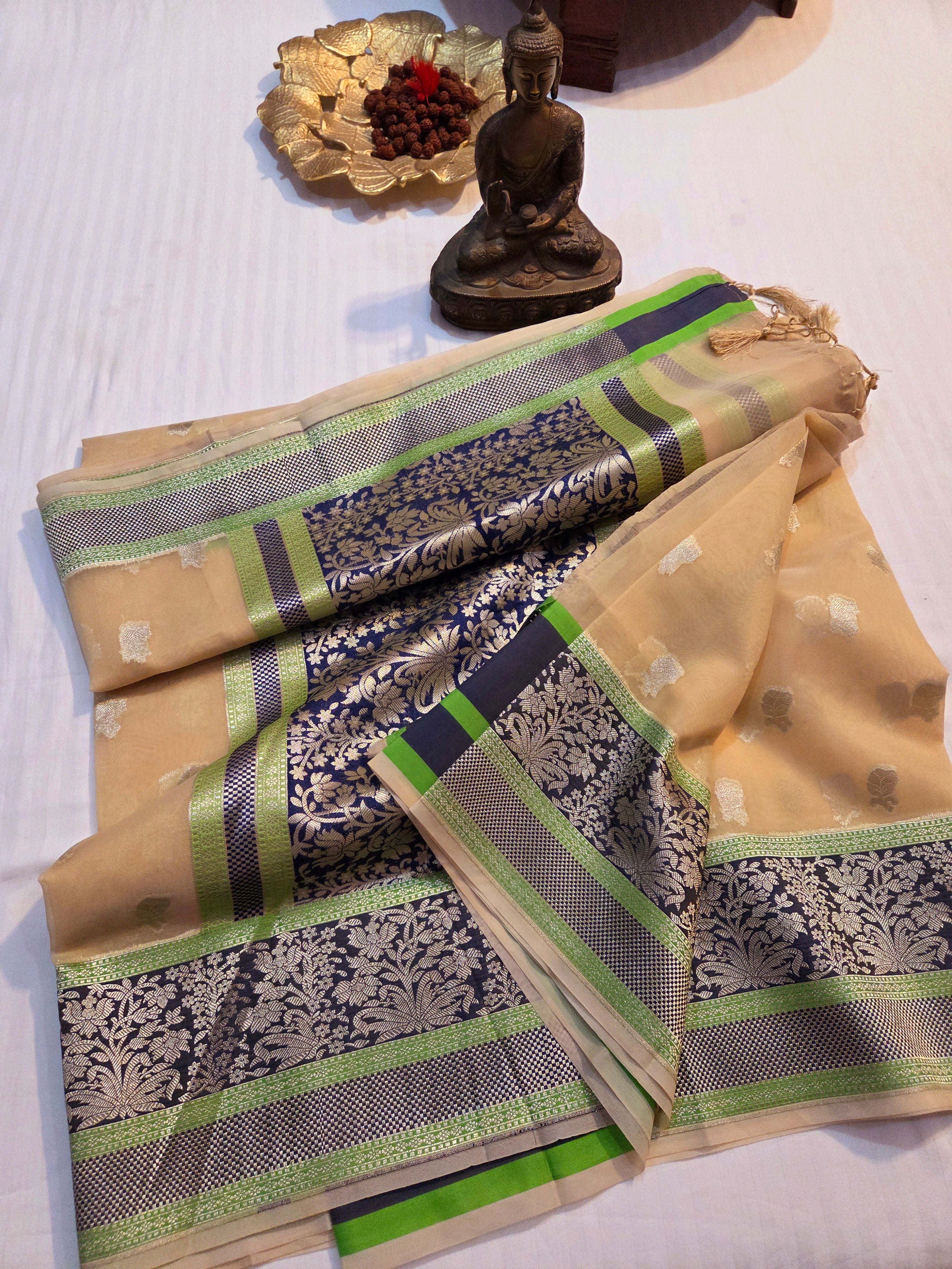Handloom banarasi Harkai Soft Organja Silk Saree