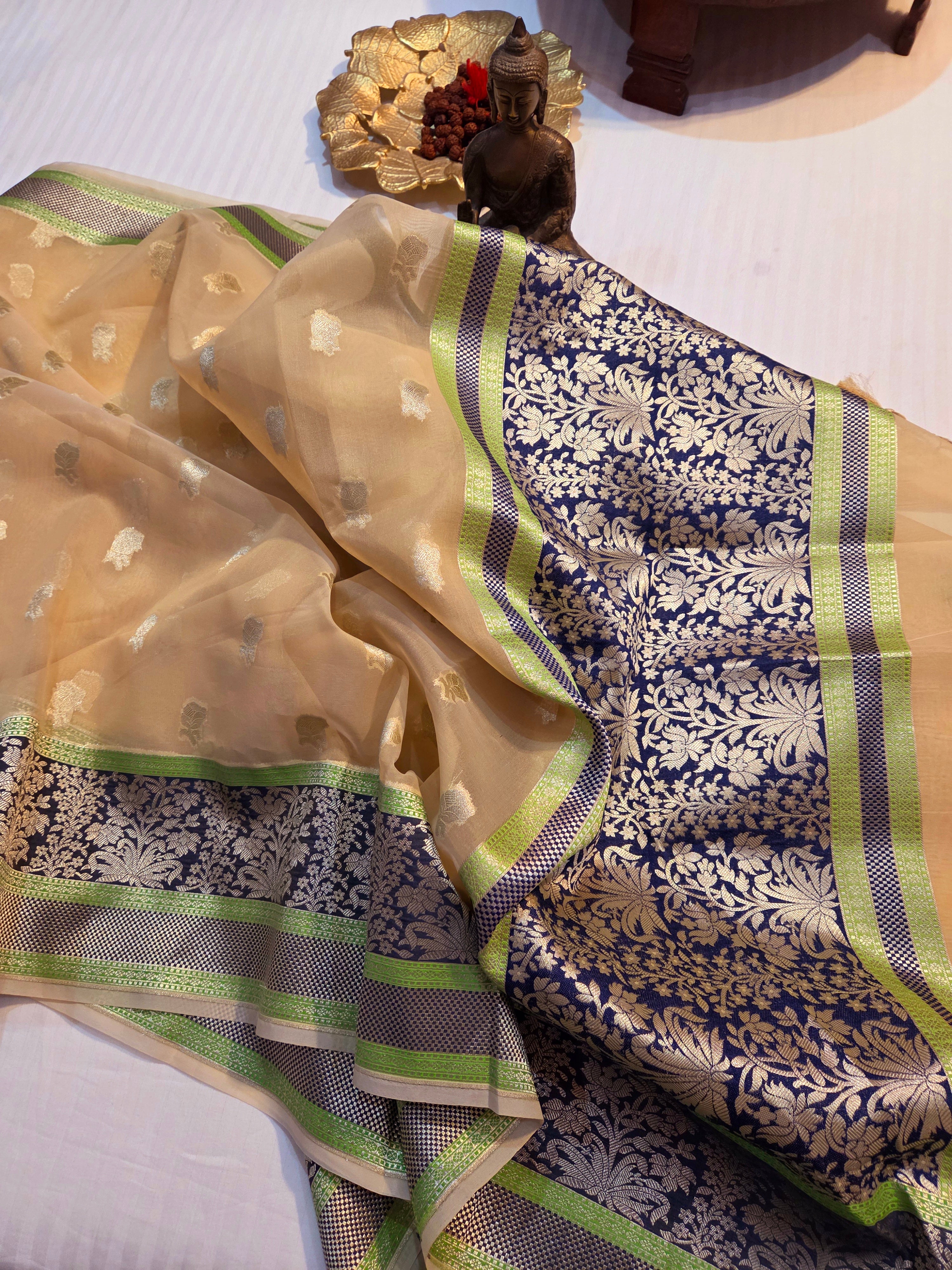 Handloom banarasi Harkai Soft Organja Silk Saree