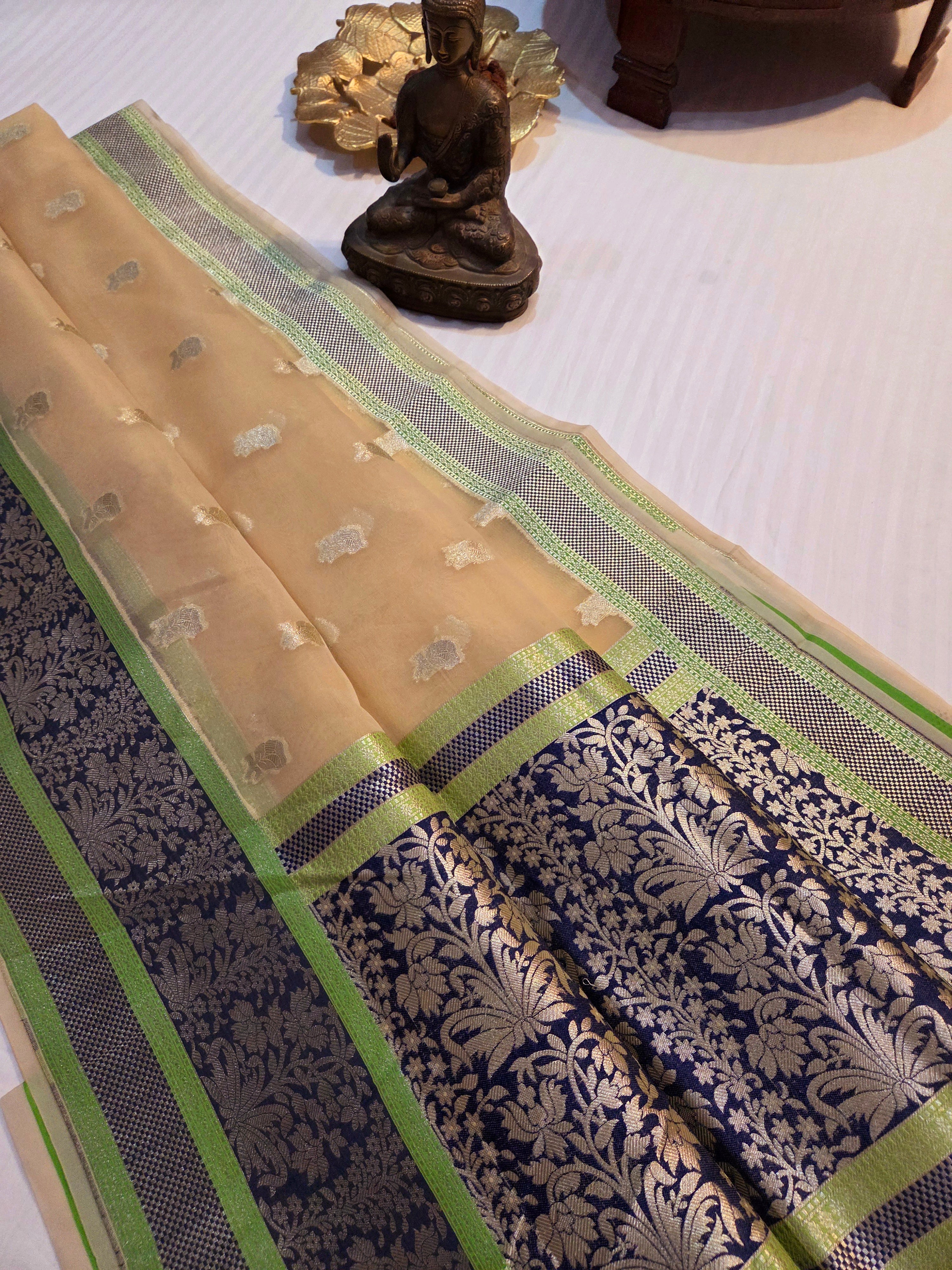 Handloom banarasi Harkai Soft Organja Silk Saree