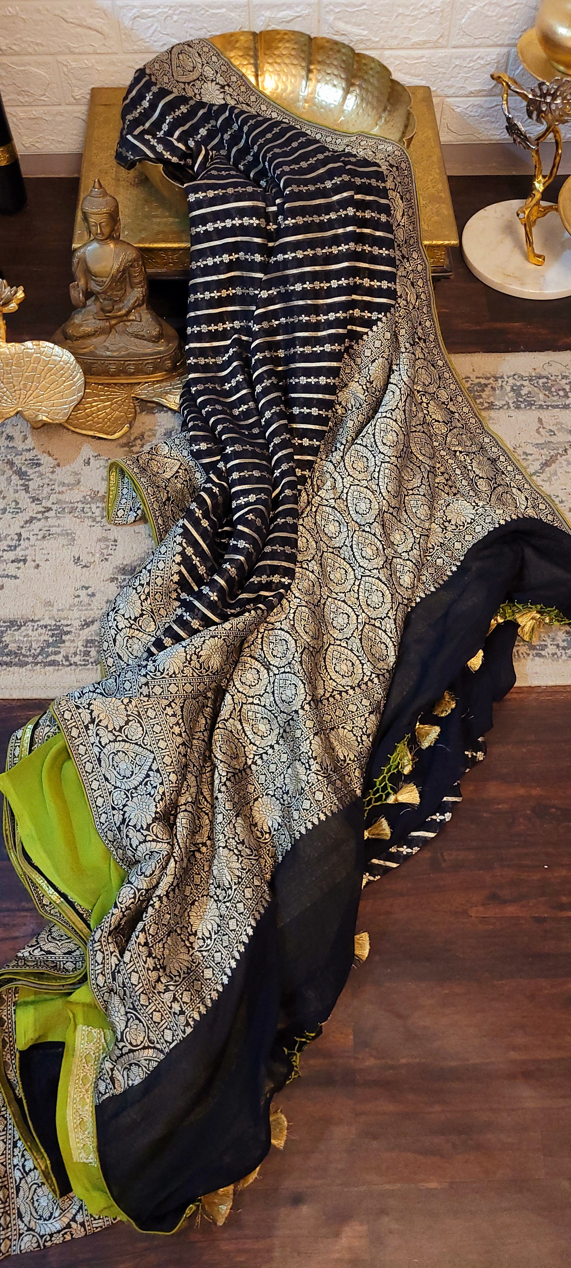 Handloom Banarasi Pure Khaddi Jeorjets Saree