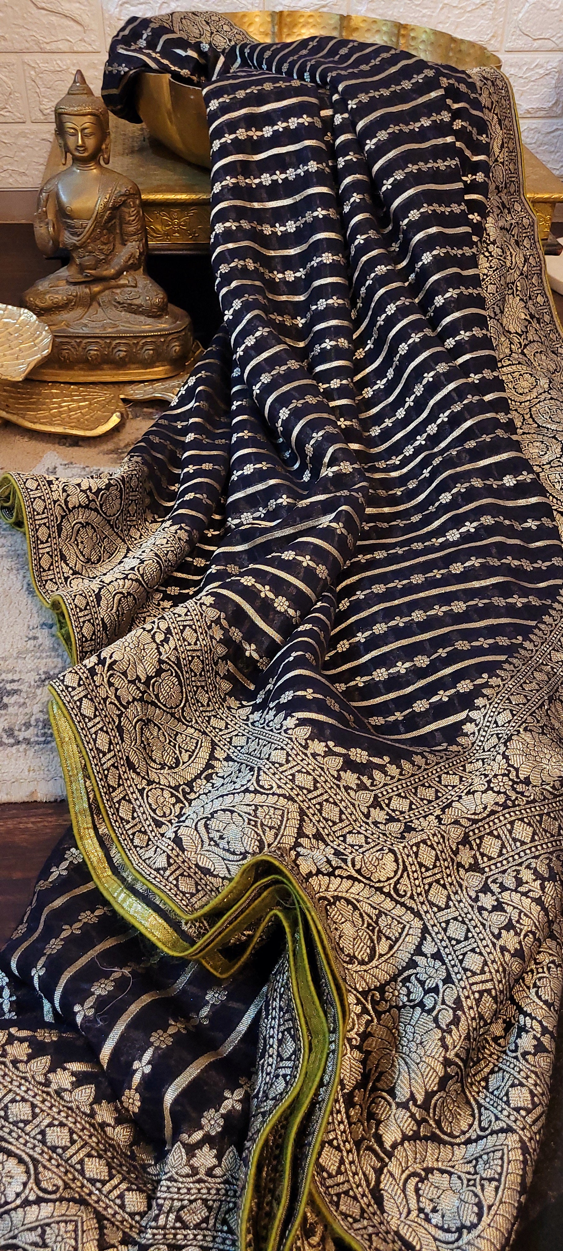 Handloom Banarasi Pure Khaddi Jeorjets Saree