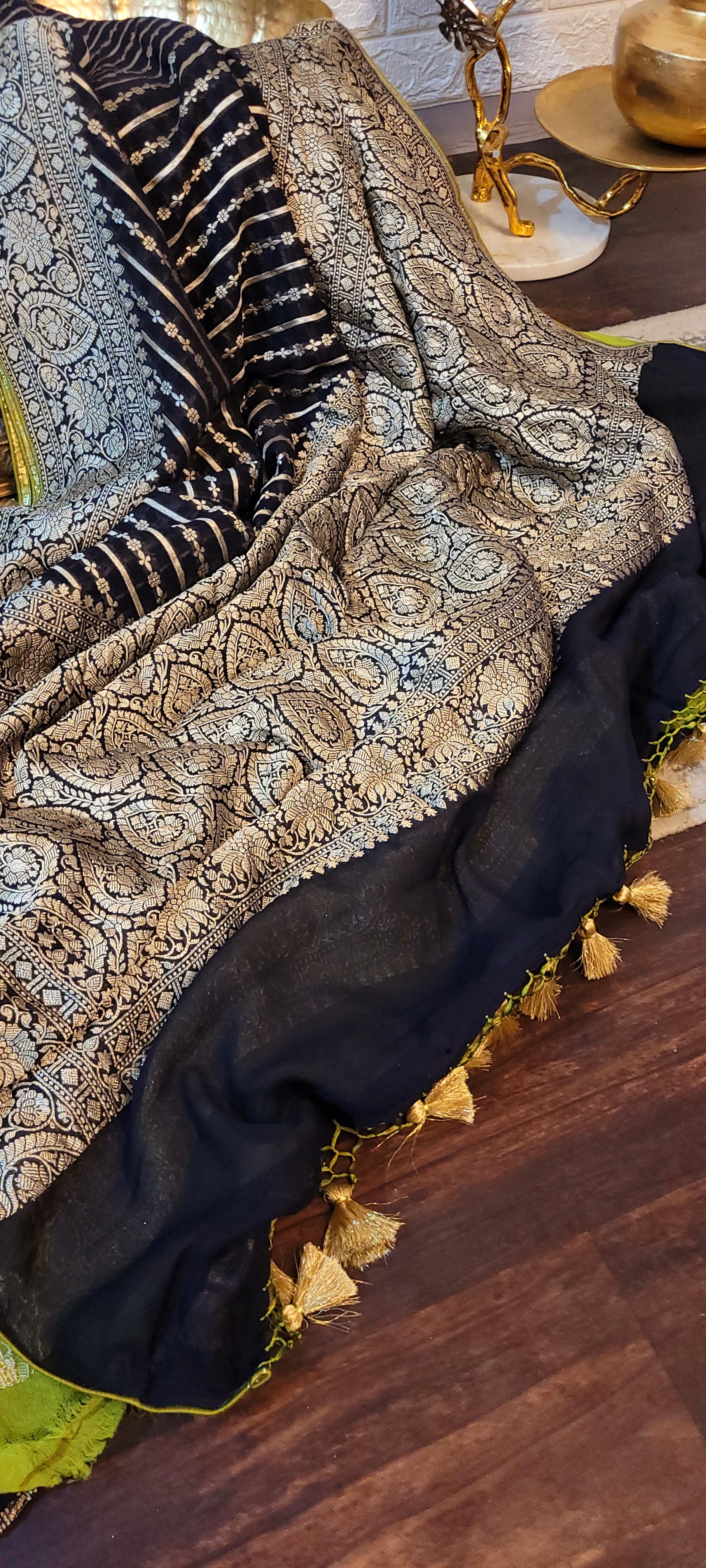 Handloom Banarasi Pure Khaddi Jeorjets Saree