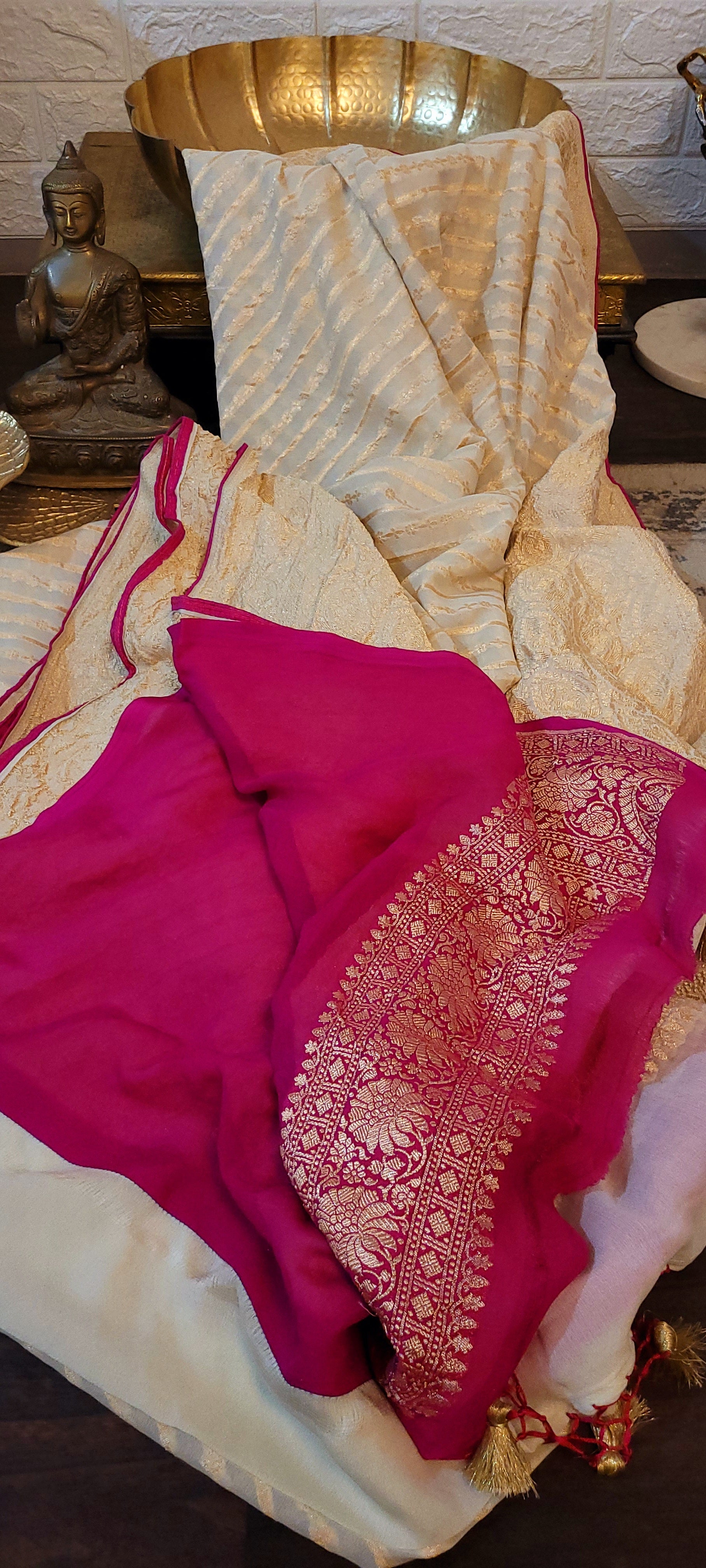 Handloom Banarasi Pure Khaddi Jeorjets Saree