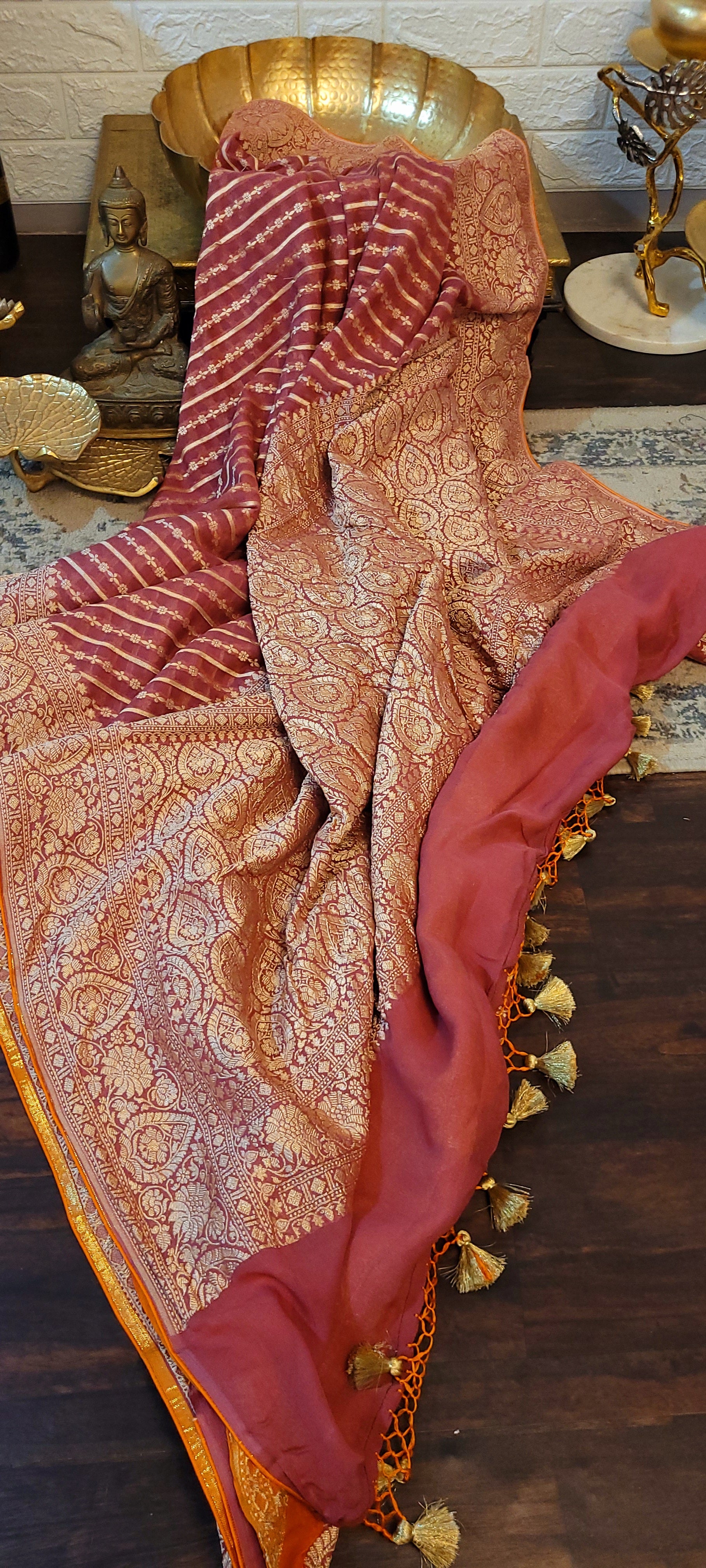 Handloom Banarasi Pure Khaddi Jeorjets Saree