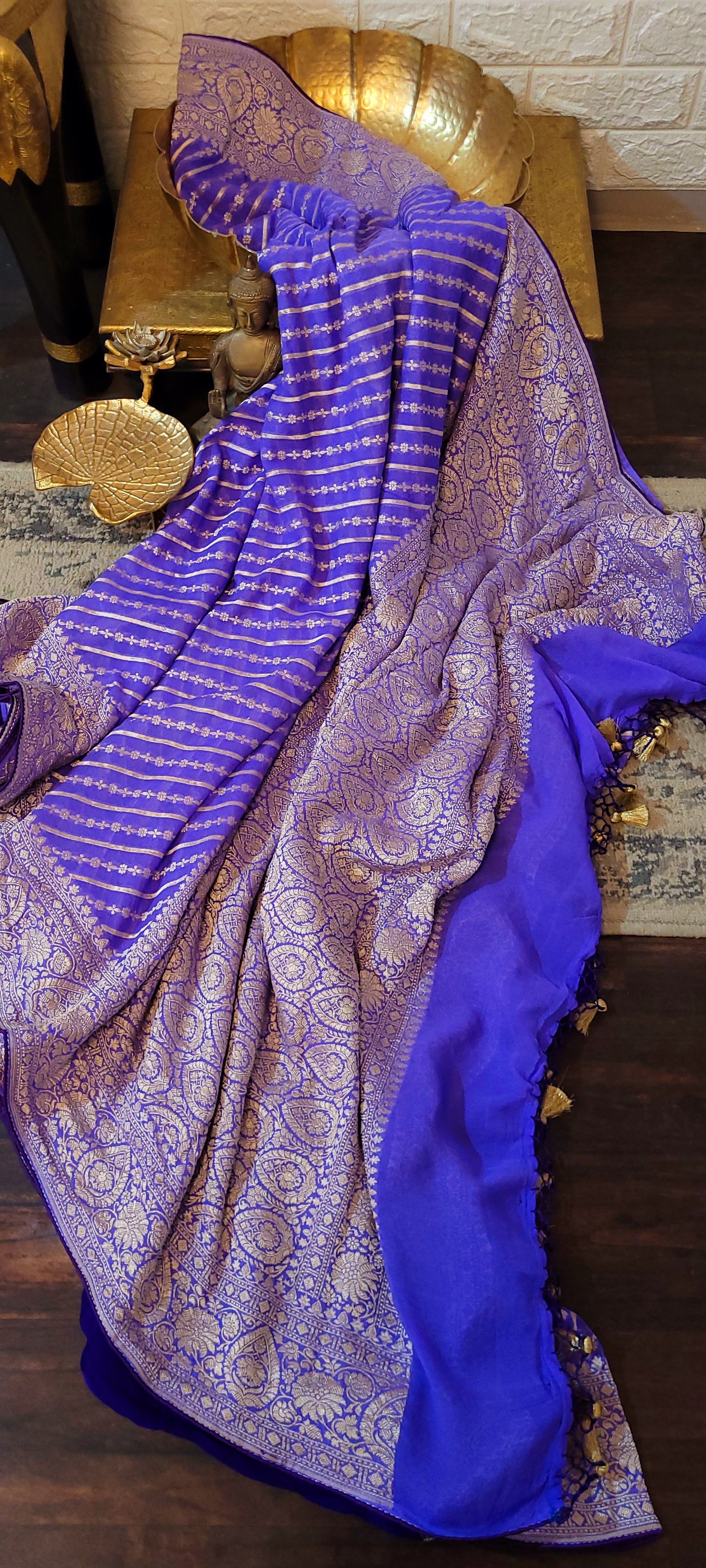Handloom Banarasi Pure Khaddi Jeorjets Saree