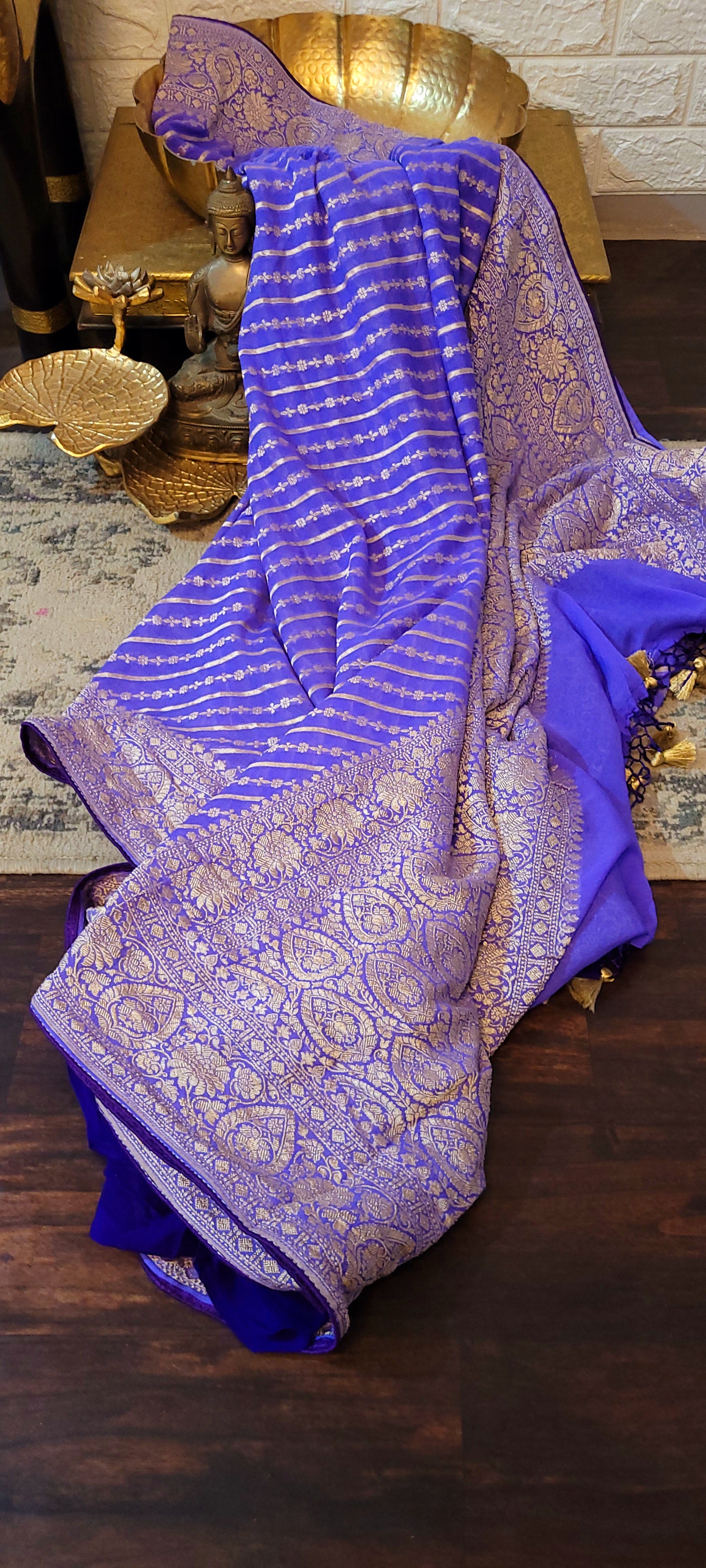 Handloom Banarasi Pure Khaddi Jeorjets Saree